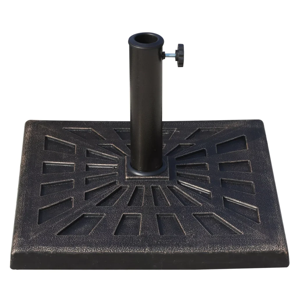 Skėčių stovas iš sintetinės dervos, juodas, 15 kg, Ø38/48 mm, 47x47x32 cm