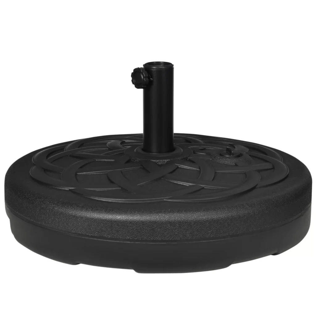 Pripildomas skėčių laikiklis iki 35 kg - stabilus ir patvarus sprendimas jūsų skėčiui balkone, terasoje ar sode! Tinka Ø38/48 mm skėčiams, juodas.