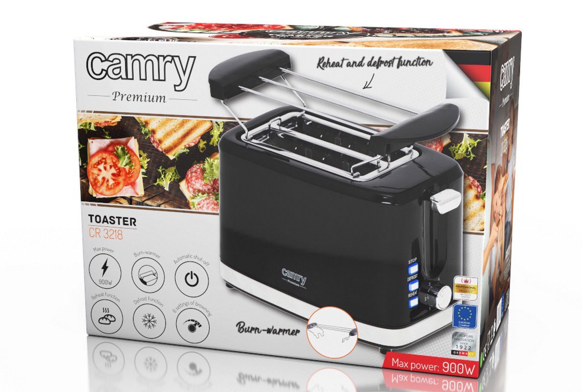 Skrudintuvas Camry  Toaster  CR 3218  Power 750 W  Number of slots 2  Housing material Plastic