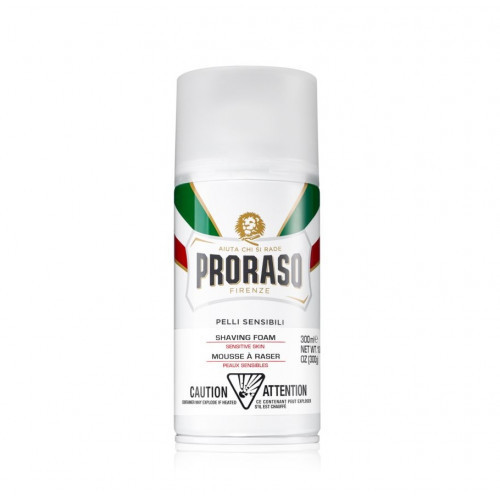Proraso White Pelli Sensibili Shaving Foam Jautrios odos skutimosi putos, 300ml