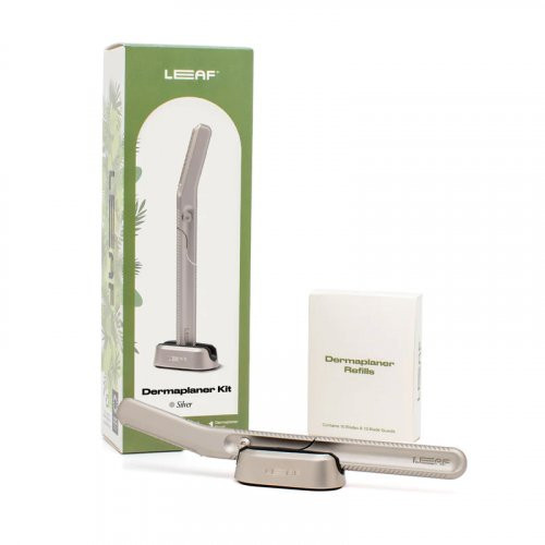Leaf Shave Dermaplaner Kit Skustuvo rinkinys veido ir antakių priežiūrai, Silver