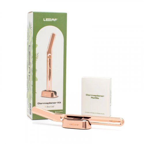 Leaf Shave Dermaplaner Kit Skustuvo rinkinys veido ir antakių priežiūrai, Rose Gold