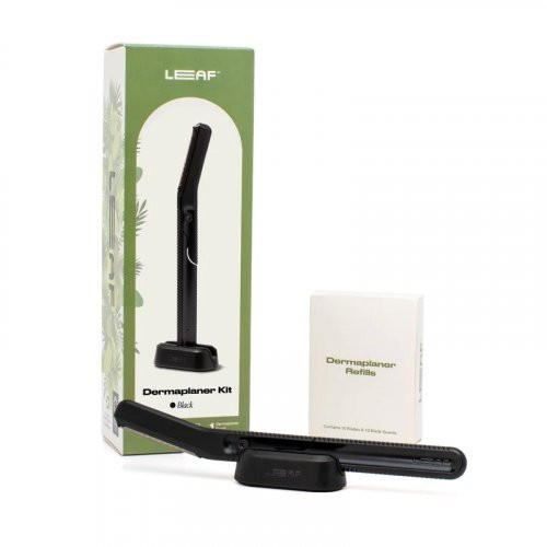 Leaf Shave Dermaplaner Kit Skustuvo rinkinys veido ir antakių priežiūrai, Black