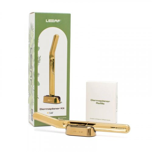 Leaf Shave Dermaplaner Kit Skustuvo rinkinys veido ir antakių priežiūrai, Gold