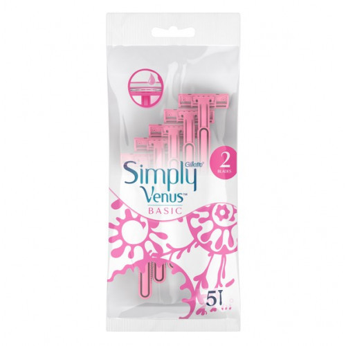 Gillette Simply Venus Basic Razors Vienkartiniai skustuvai, 5 vnt.
