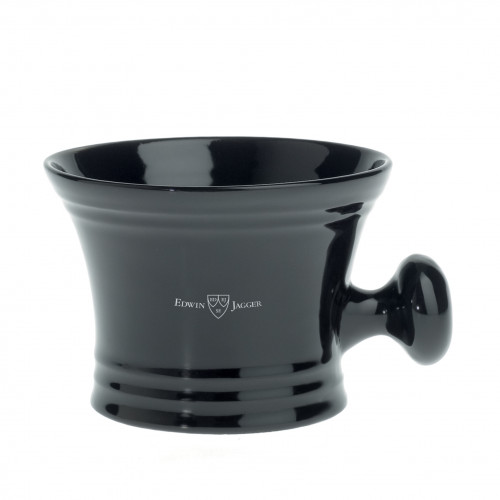 Edwin Jagger Porcelain Shaving Bowl with Handle Porcelianinis skutimosi dubenėlis su rankenėle, Black