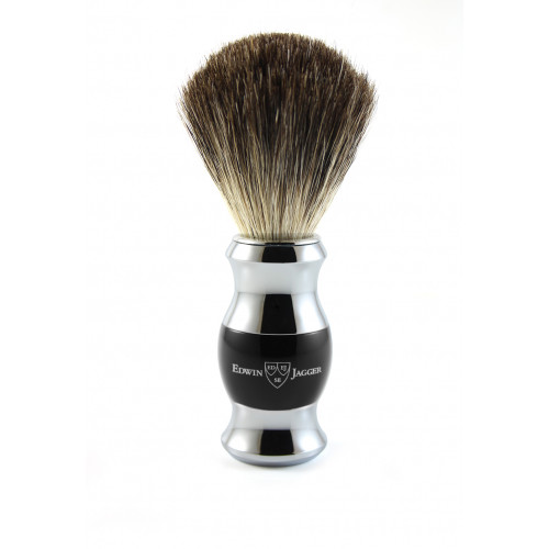 Edwin Jagger Imitation Light Horn & Chrome Shaving Brush Skutimosi šepetėlis, Black