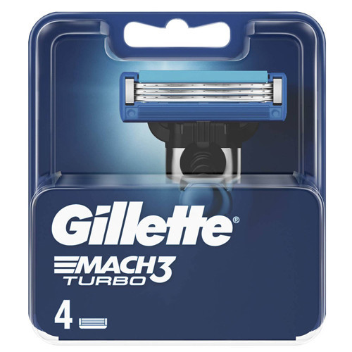 Gillette Mach 3 Turbo Cartridges Skustuvo galvutės, 4 vnt.