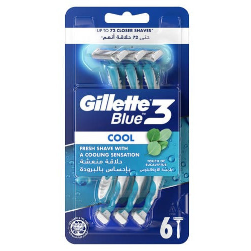 Gillette BLUE 3 Cool Razors Vienkartiniai skustuvai, 6vnt