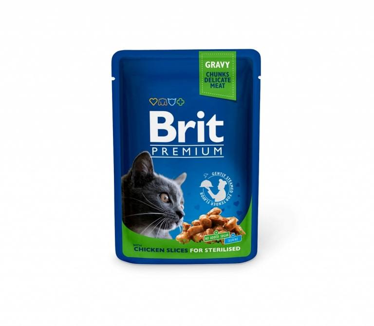 Brit Premium Chicken Slices Sterilized konservai sterilizuotoms katėms su vištiena, 100g