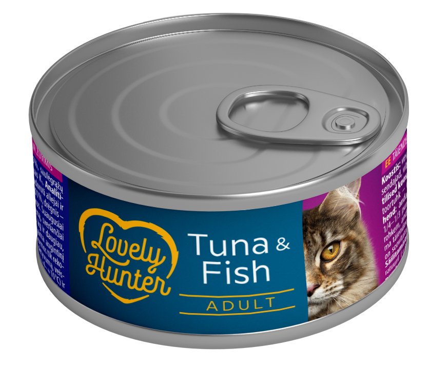 LOVELY HUNTER KONSERVUOTAS PAŠARAS KATĖMS SU TUNU IR ŽUVIMIS