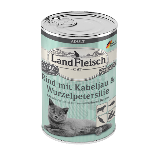 Dr. A LandFleisch konservai katėms su jautiena ir menkė bei petražolėmis 400 g