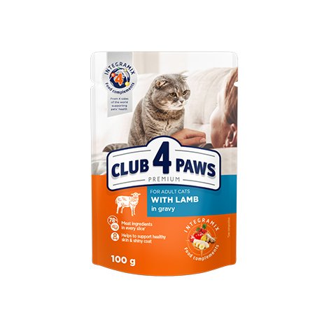 CLUB 4 PAWS PREMIUM "SU ĖRIENA PADAŽE". VISAVERTIS KONSERVUOTAS ĖDALAS SUAUGUSIOMS KATĖMS 100g.* 24vnt.