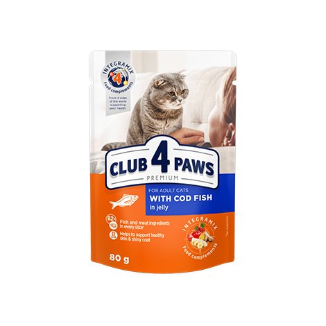 CLUB 4 PAWS PREMIUM "SU MENKE DREBUČIUOSE". VISAVERTIS KONSERVUOTAS ĖDALAS SUAUGUSIOMS KATĖMS 0,80g.* 24 vnt.