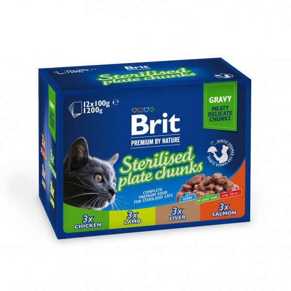 Brit Premium Cat konservai katėms maiš. Sterilised Plate 1200g. (100g. * 12vnt.)