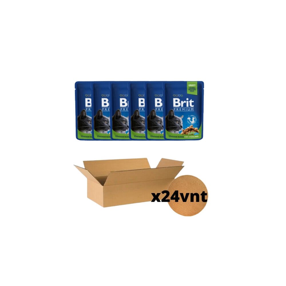 Brit Premium konservai katėms maiš. Chicken Slices Sterilised 100g. * 24vnt.