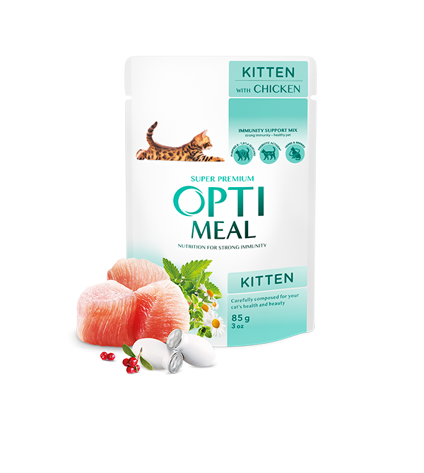 Optimeal™ Visavertis konservuotas ėdalaskačiukams su vištiena 0,85g. * 12 vnt.