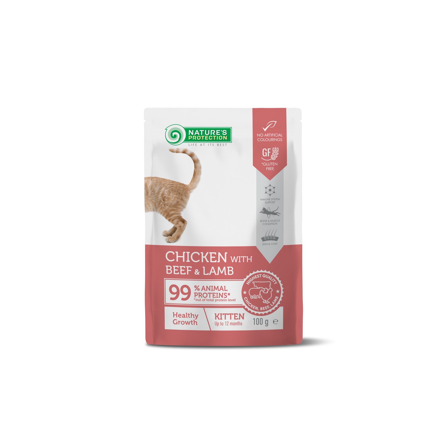 NATURE'S PROTECTION KAČIUKŲ KONSERVUOTAS PAŠARAS SU VIŠTIENA, JAUTIENA IR ĖRIENA 100g