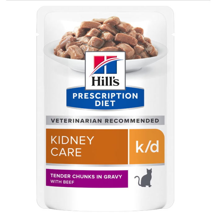Hill's Prescription Diet Kidney Care k/d Beef drėgnas maistas katėms, skirtas inkstų funkcijai palaikyti, 85 g