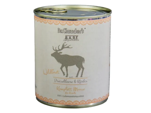 DR. CLAUDER'S BARF Complete mėsos ir daržovių konservai šunims su žvėriena 800g