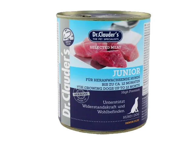 DR. CLAUDER'S JUNIOR subalansuotas drėgnas maistas jaunų šunų imuninei sistemai 6x800g