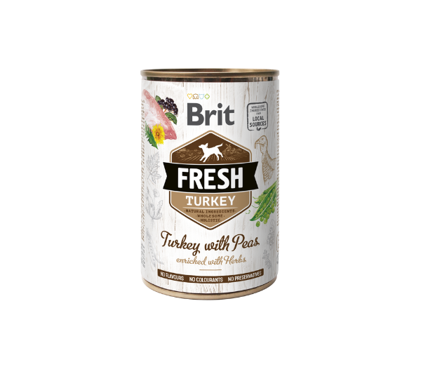 Brit Fresh Turkey with Peas konservai šunims su kalakutiena, 400g