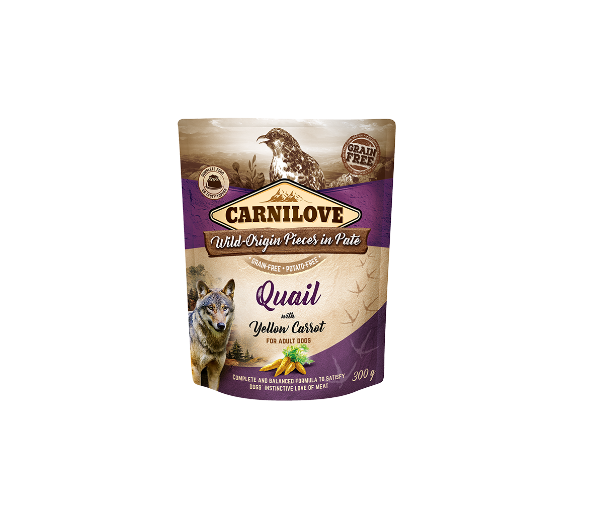 Carnilove Pate Quail with Yellow Carrot begrūdis, drėgnas maistas šunims, 300 g