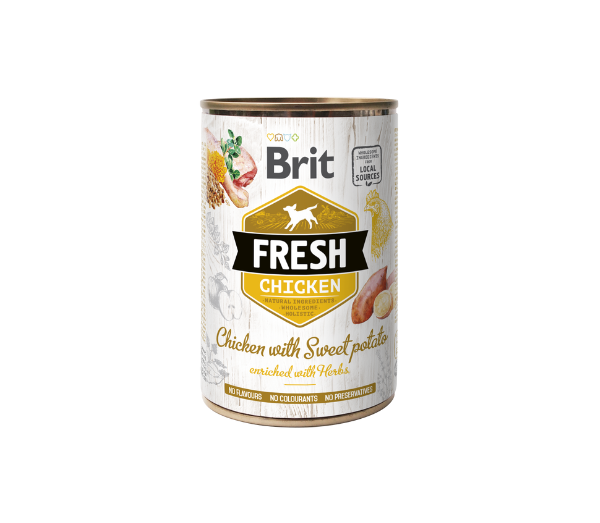 Brit Fresh Chicken with Sweet Potato konservai šunims su vištiena, 400g