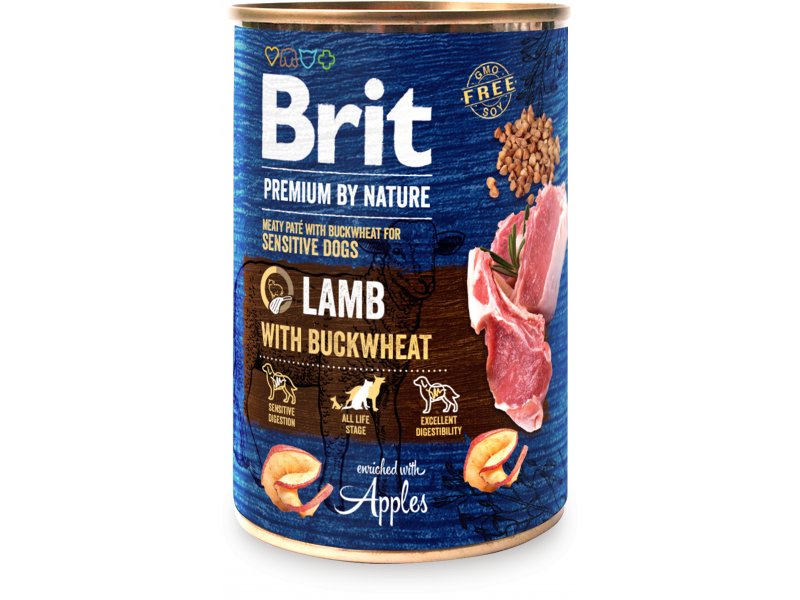 Brit Premium by Nature Lamb with Buckwheat konservai šunims su ėriena ir grikiais - Produkto Svoris 400g