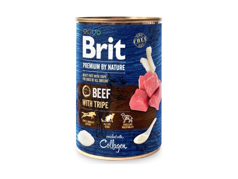 Brit Premium by Nature Beef with Tripes konservai šunims su jautiena ir žarnokais - Produkto Svoris 400g