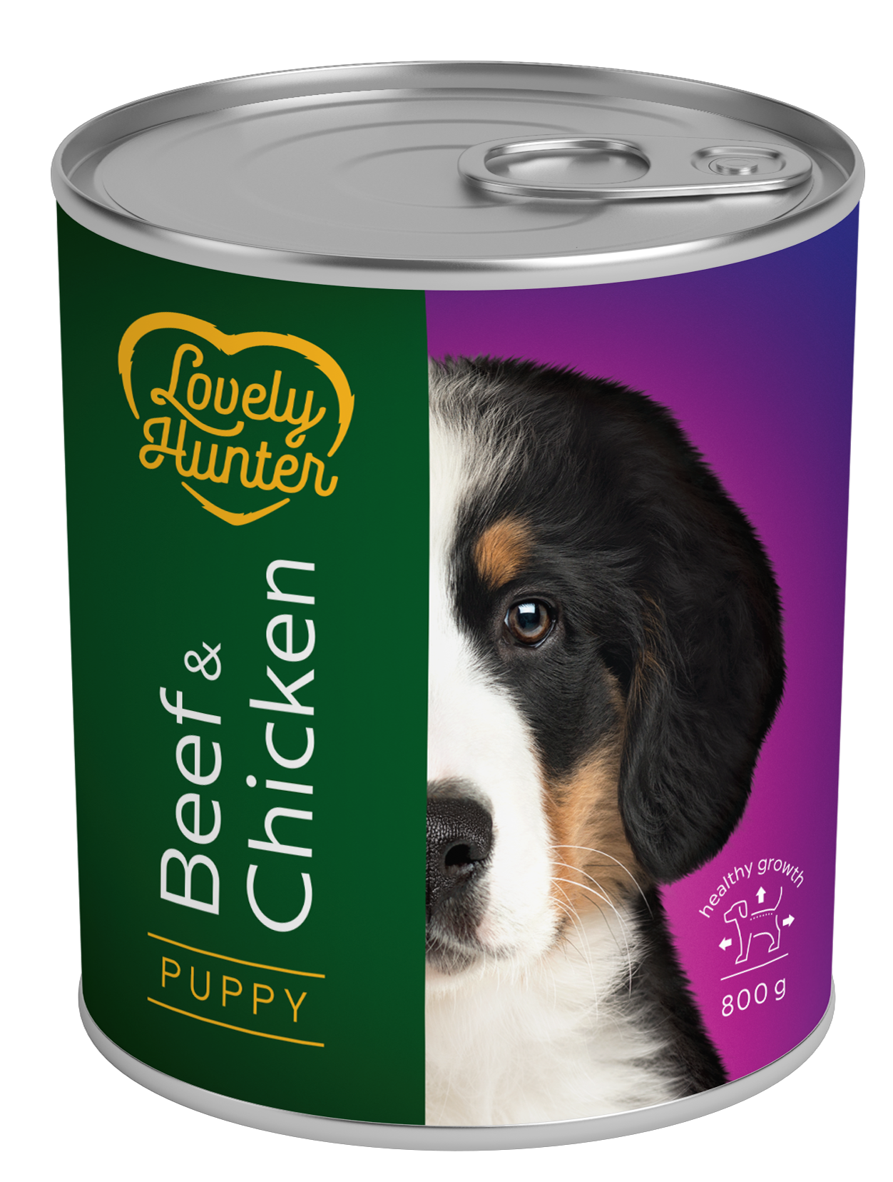 LOVELY HUNTER PUPPY BEEF AND CHICKEN KONSERVUOTAS PAŠARAS ŠUNIMS 800g