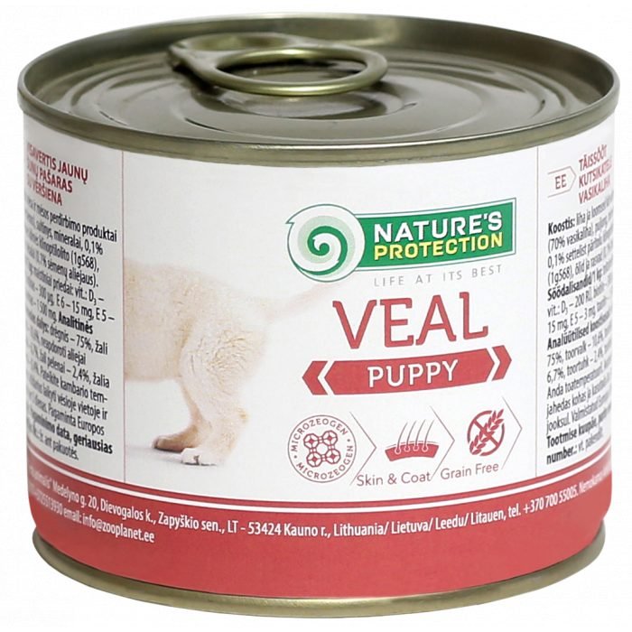 NATURE'S PROTECTION PUPPY VEAL KONSERVUOTAS PAŠARAS ŠUNIMS 200g