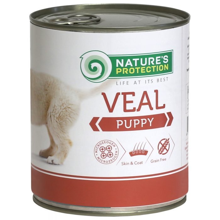 NATURE'S PROTECTION PUPPY VEAL KONSERVUOTAS PAŠARAS ŠUNIMS 800g