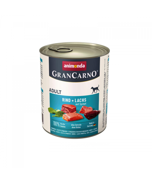 Animonda Grancarno konservai šunims su jautiena, lašiša ir špinatais (6 x 800g)
