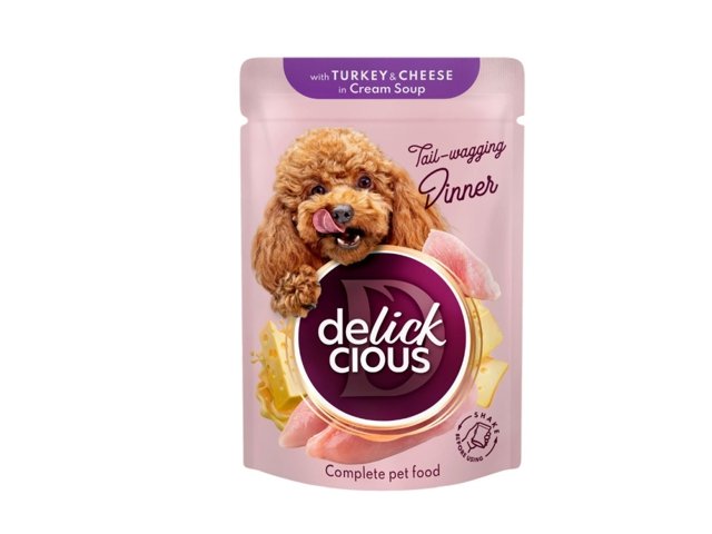 Delickcious konservai su kalakutiena ir sūriu šunims 12x85g