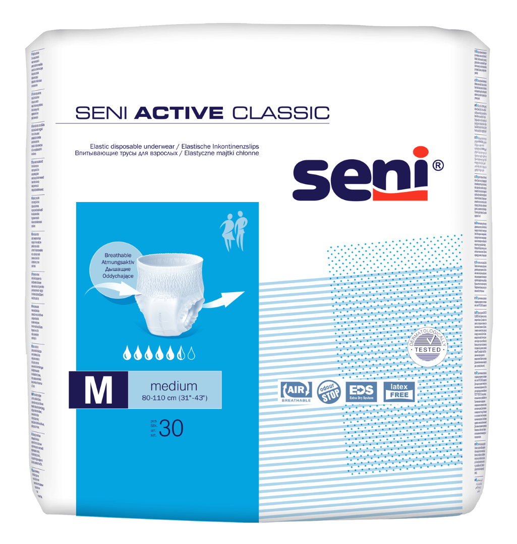 SENI Active Classic Medium sauskelnės - kelnaitės, 30vnt.