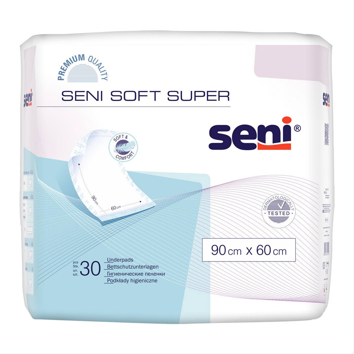 SENI SOFT SUPER, 60 cm x 90 cm, paklotai, 30 vnt.