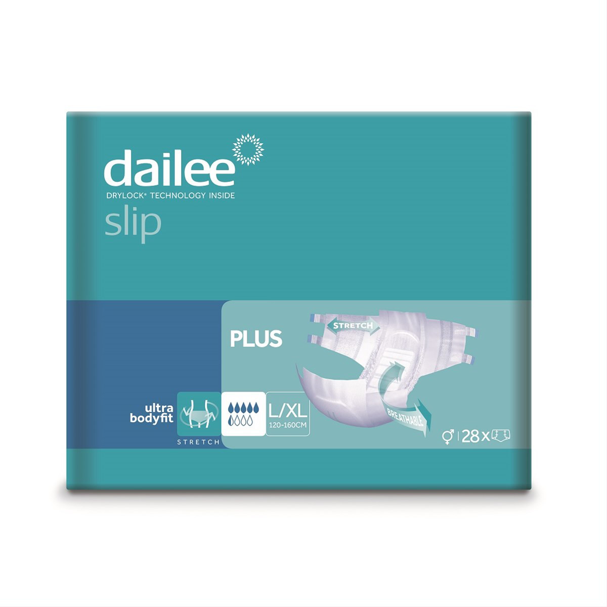 DAILEE SLIP sauskelnės PLUS L/XL, 120-160 cm, 28 vnt.