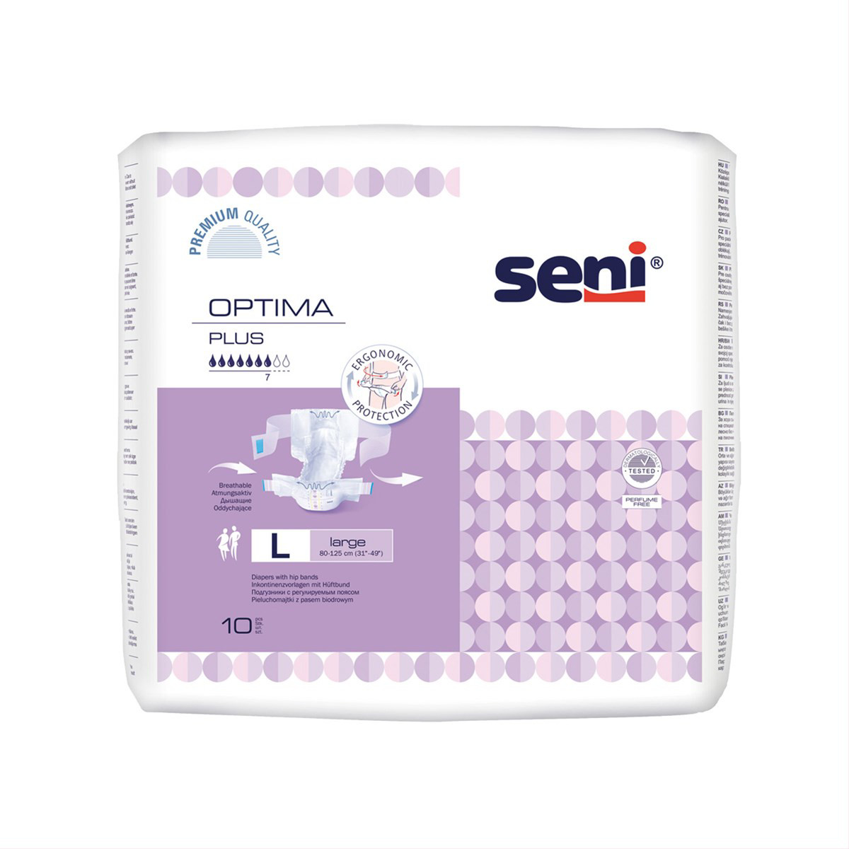 SENI OPTIMA PLUS LARGE, sauskelnės, 10 vnt.