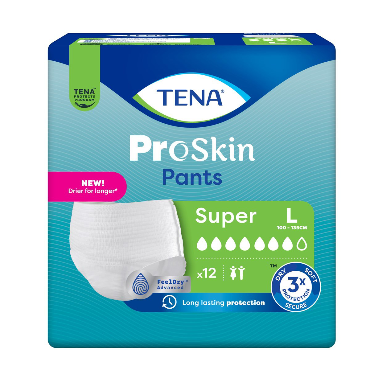 TENA PANTS SUPER, sauskelnės-kelnaitės, L, 12 vnt.