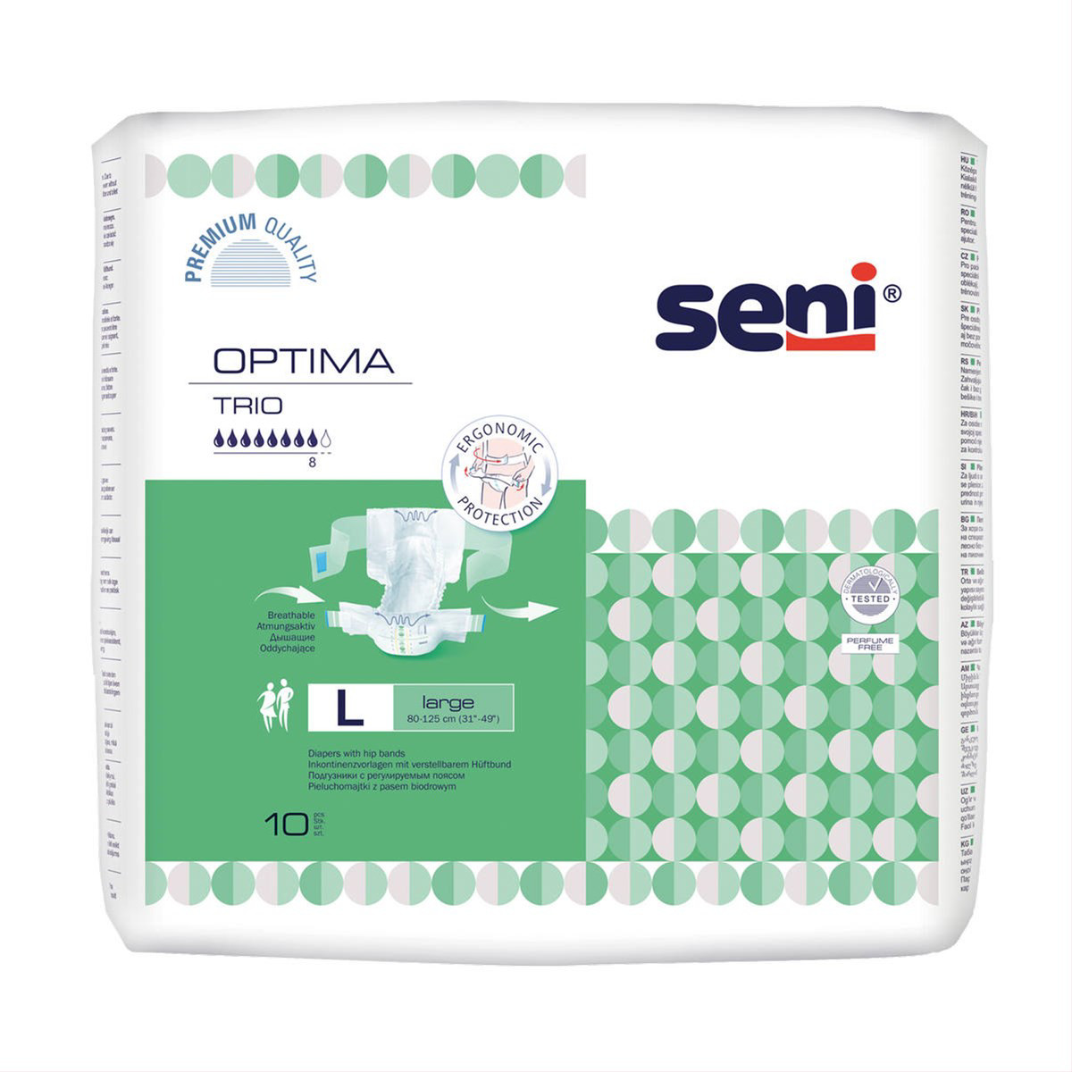SENI OPTIMA TRIO LARGE, sauskelnės, 10 vnt.