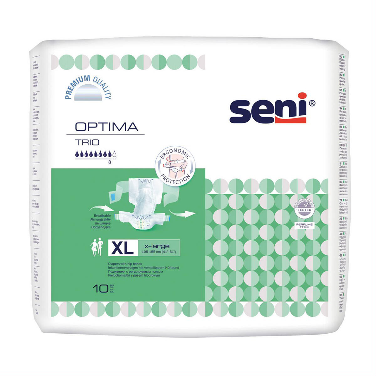 SENI OPTIMA TRIO EXTRA LARGE, sauskelnės, 10 vnt.