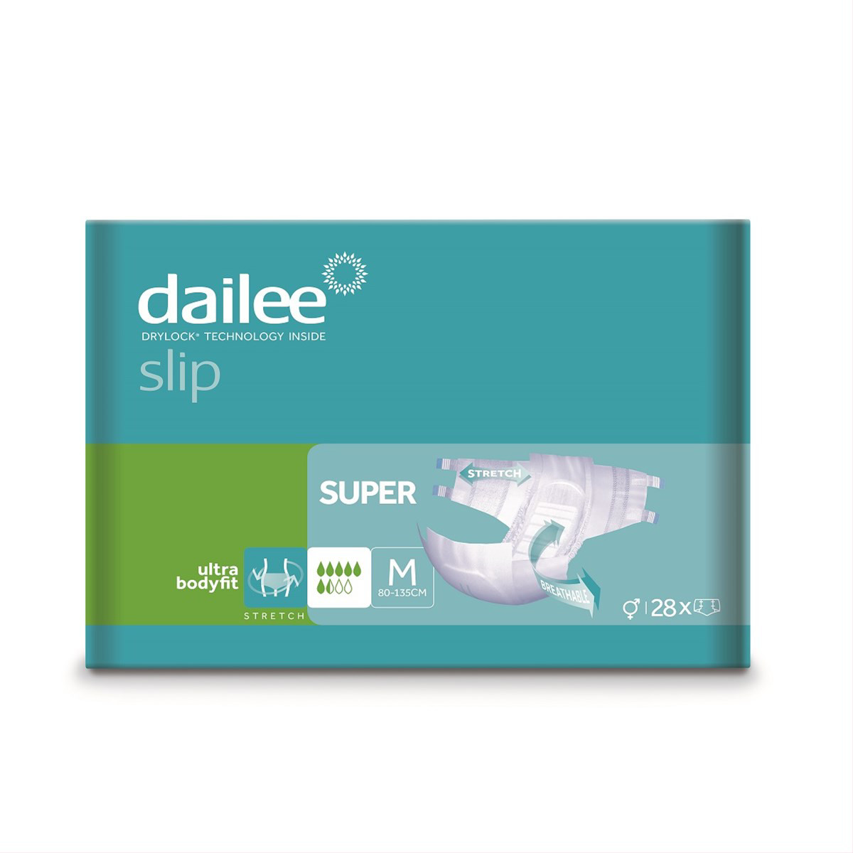 DAILEE SLIP sauskelnės suaugusiems SUPER M, 80-135 cm, 28 vnt.
