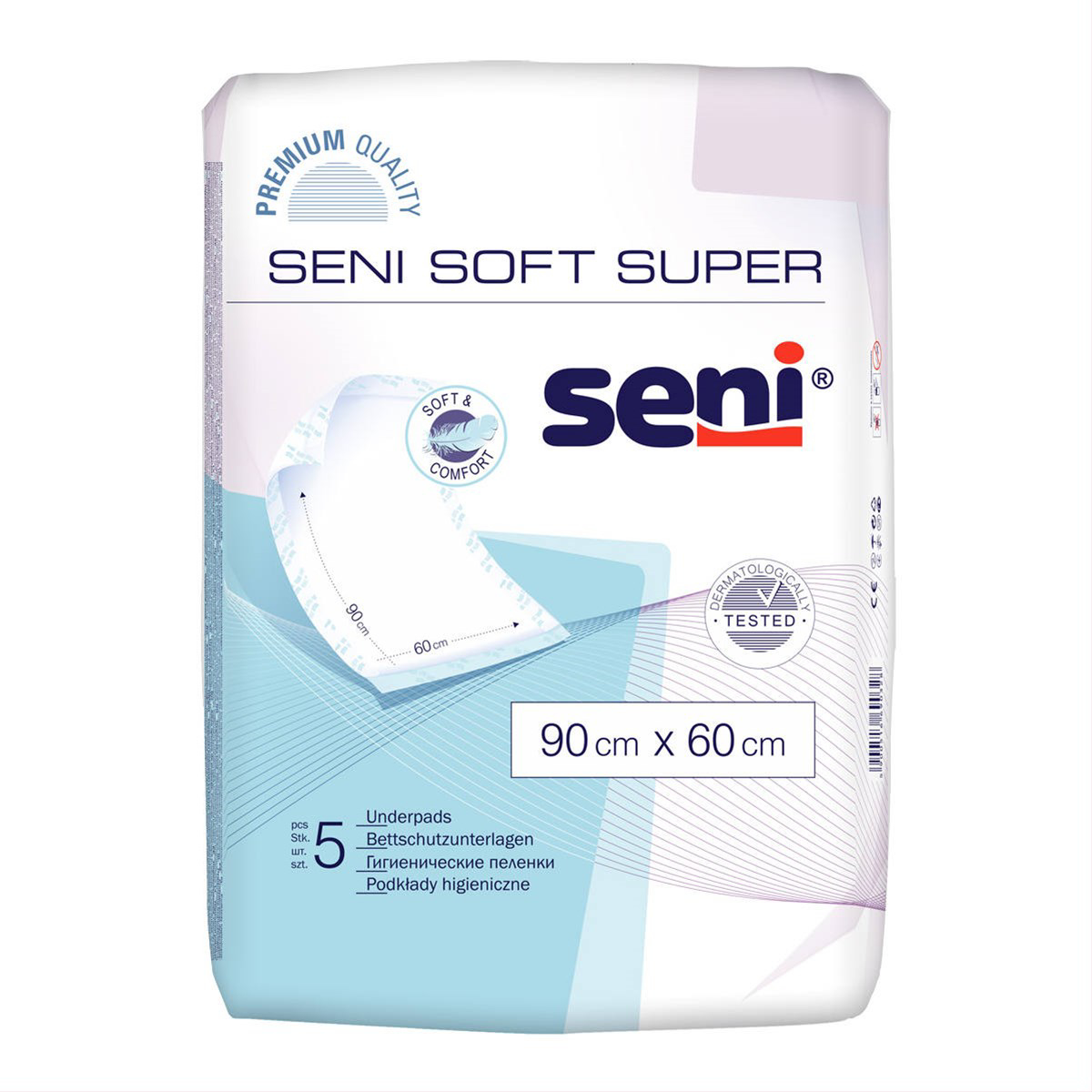 SENI SOFT SUPER, paklotai, 60 cm x 90 cm, 5 vnt.