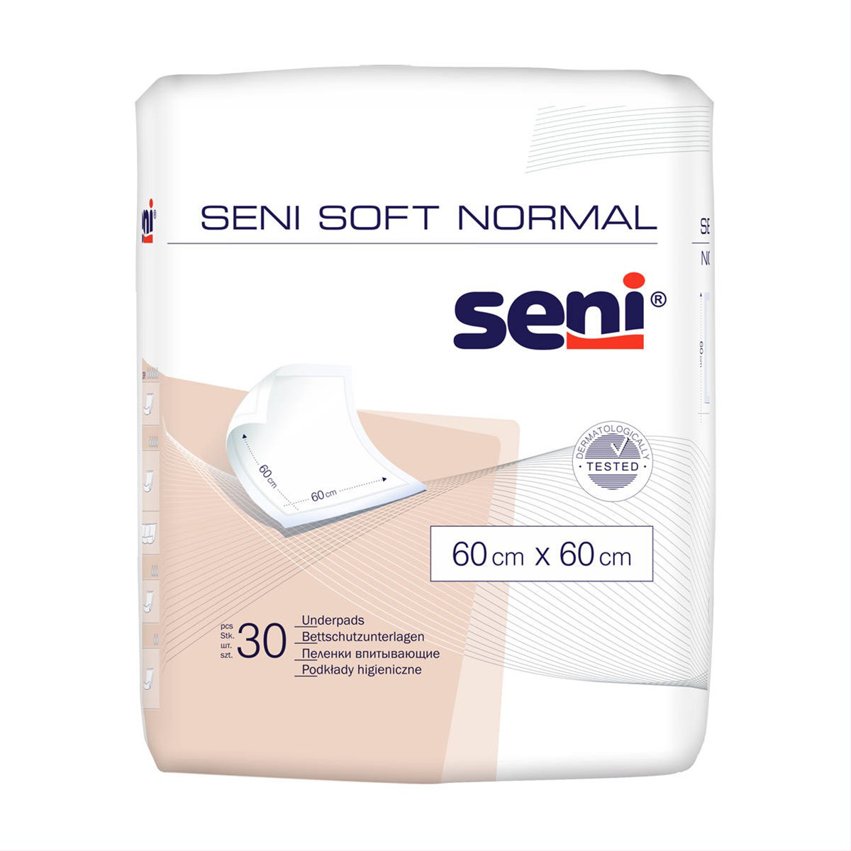 SENI SOFT NORMAL, paklotai, 60 cm x 60 cm, 30 vnt.