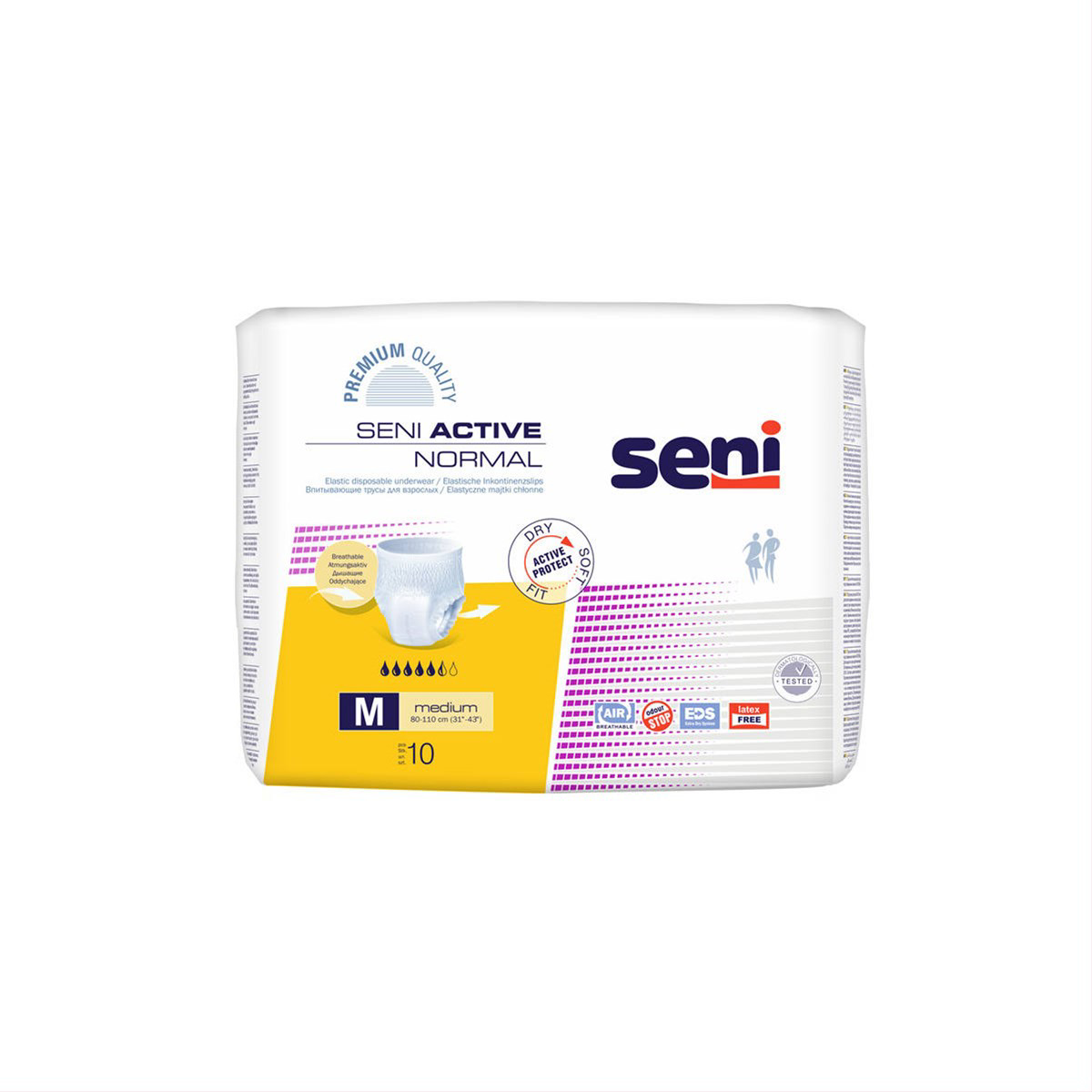 SENI ACTIVE NORMAL MEDIUM, sauskelnės-kelnaitės, 10 vnt.