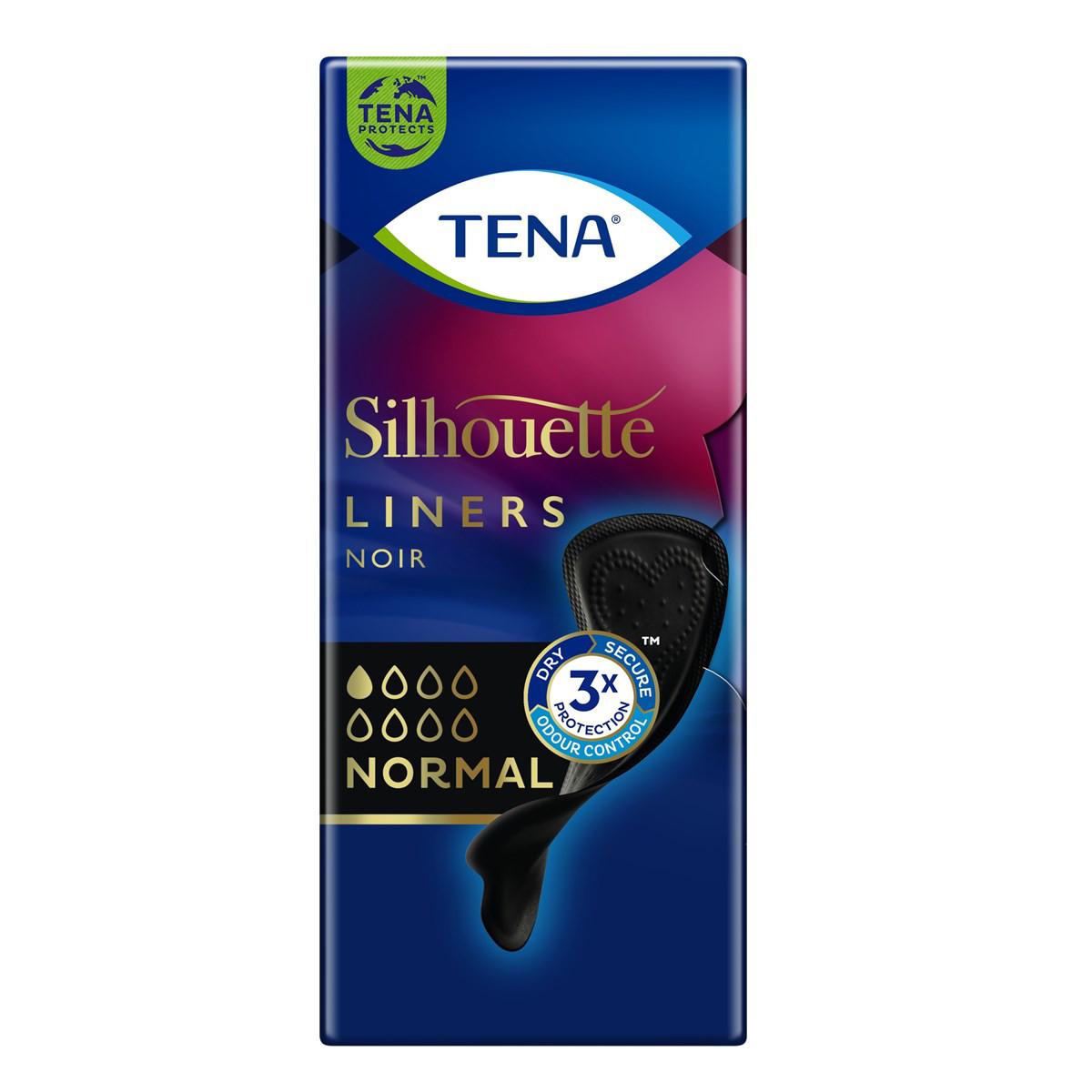 TENA SILHOUETTE NOIR NORMAL, įklotai, 26 vnt.