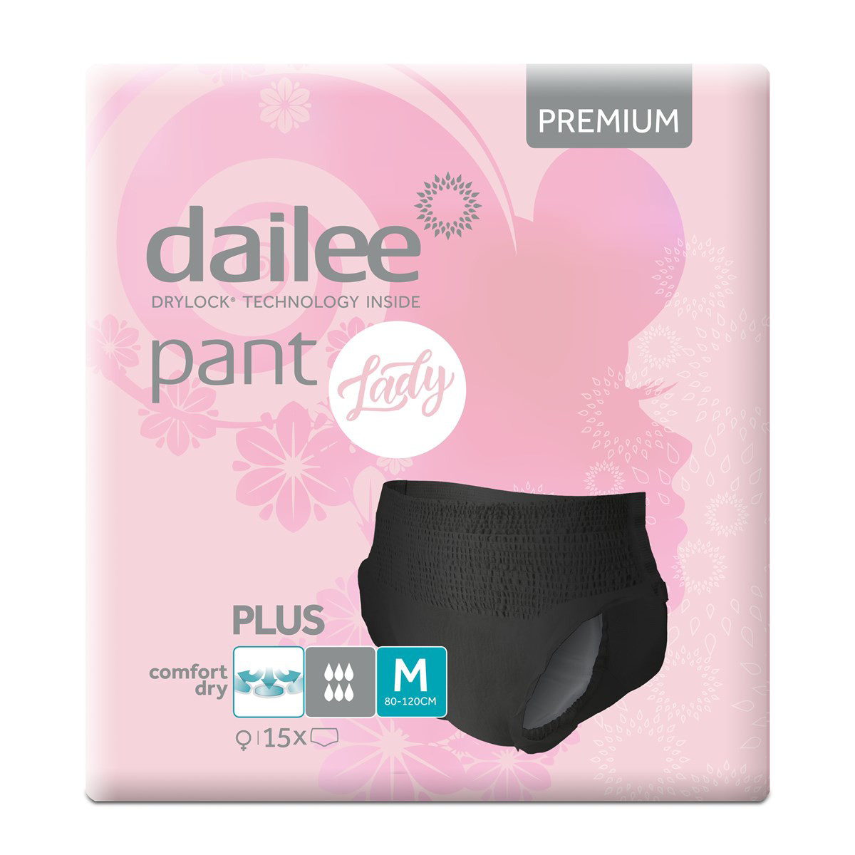 DAILEE PANT LADY PREMIUM BLACK PLUS, sauskelnės-kelnaitės, M, 15 vnt.