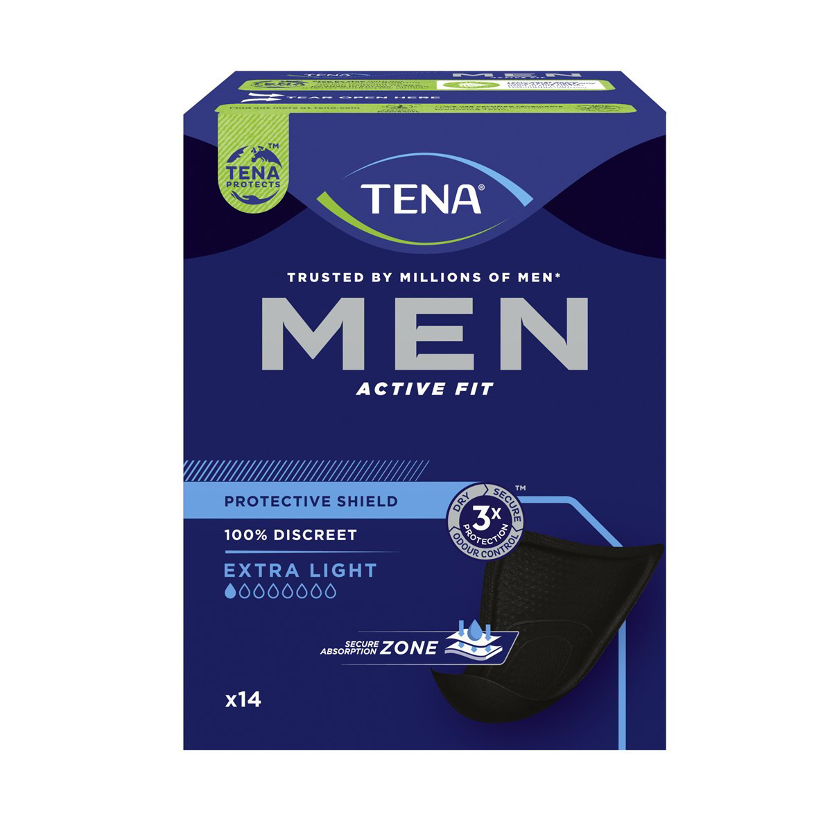 TENA MEN PROTECTIVE SHIELD, įklotai vyrams, 14 vnt.