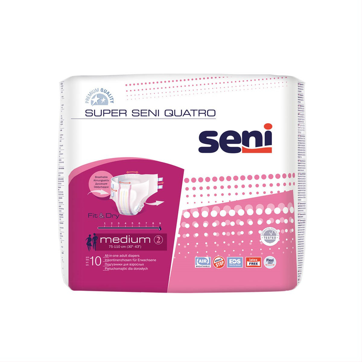 SENI SUPER QUATRO MEDIUM, sauskelnės, 10 vnt.